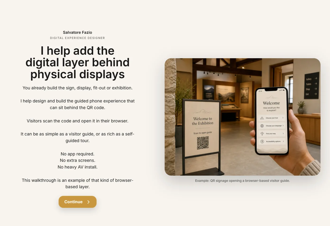 Displays Walkthrough shown as a guided digital layer for physical display contexts.